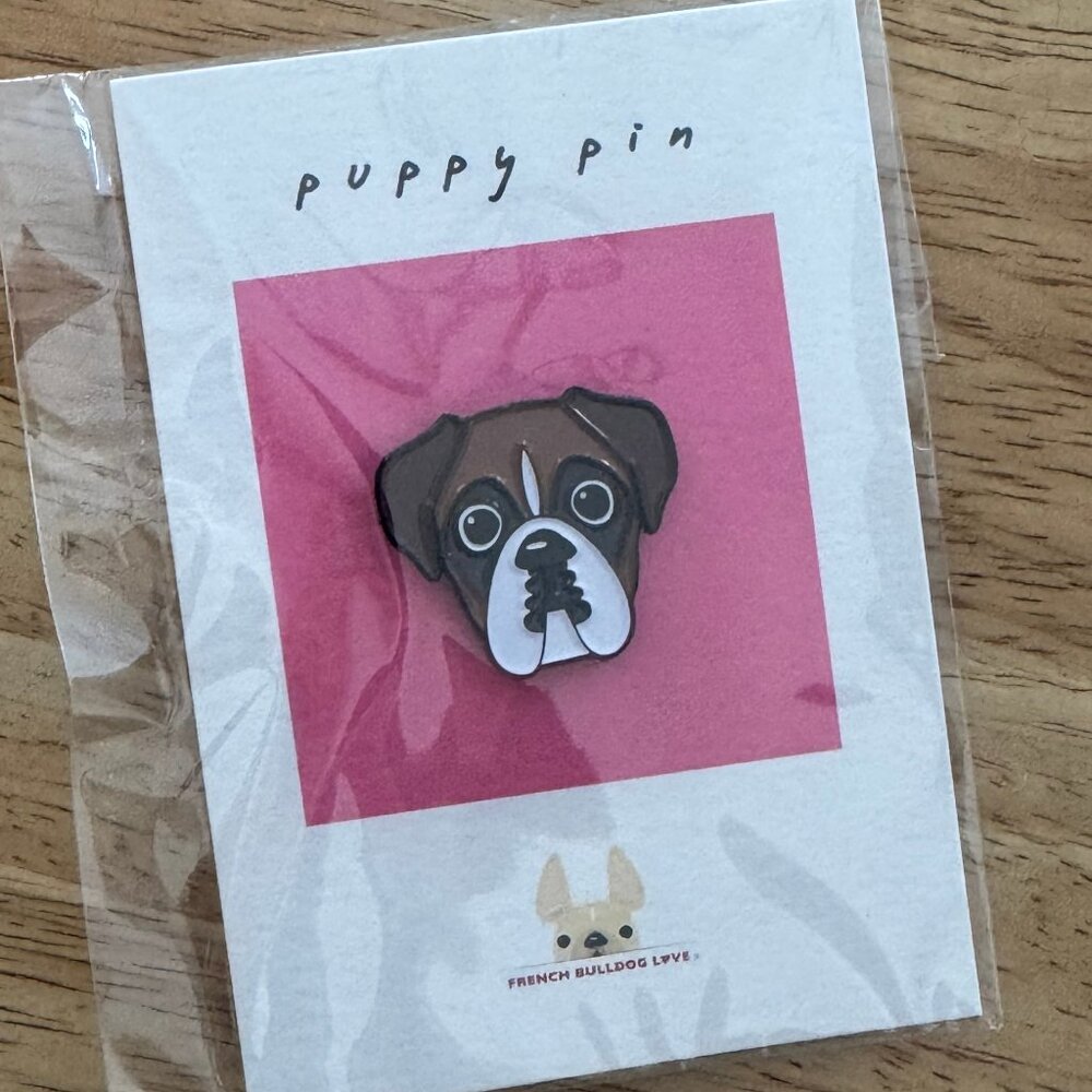 BOXER Puppy Pin, Dog Pin, Enamel Pin, Brand New in Package, 1 inch